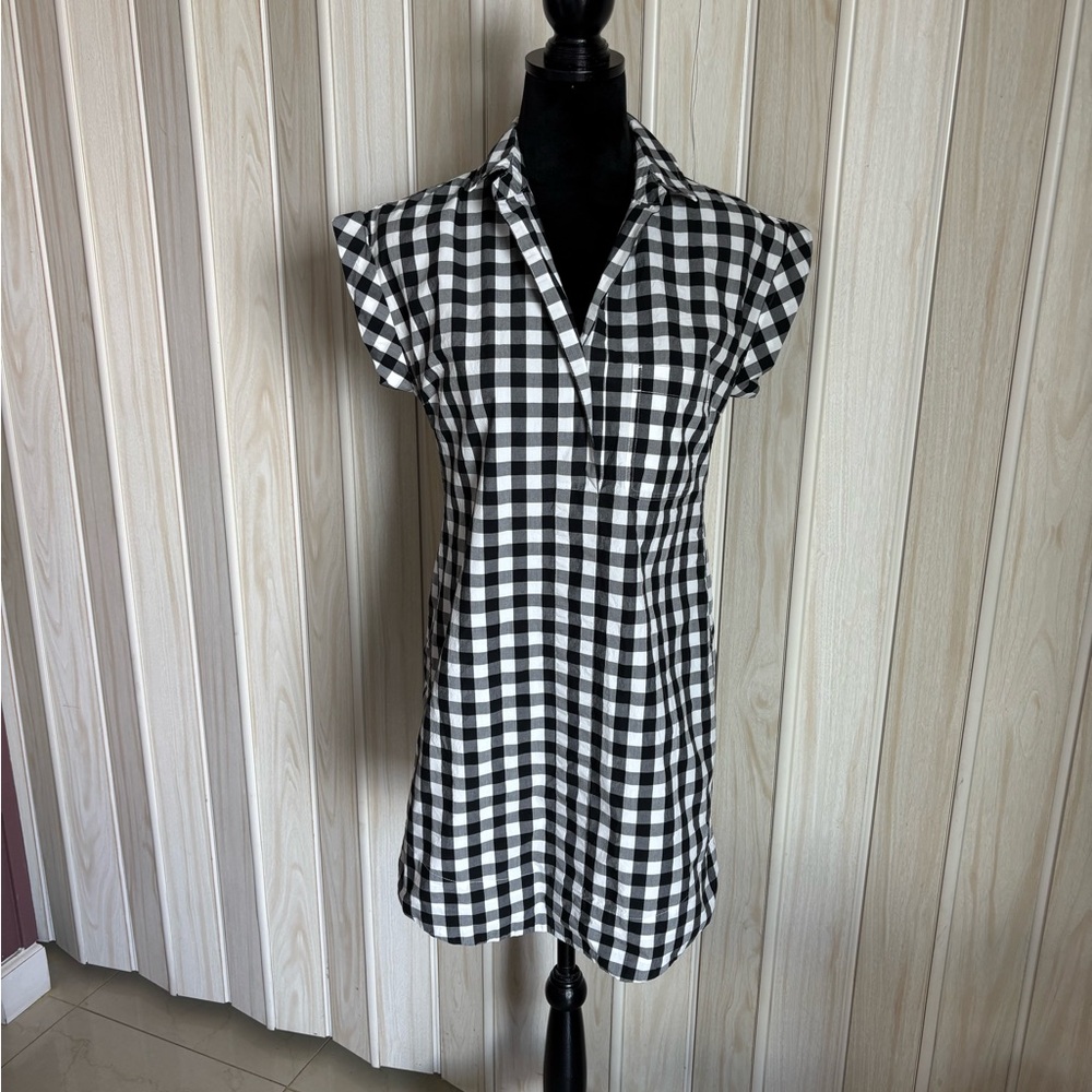J. Crew Black and White Gingham Dress